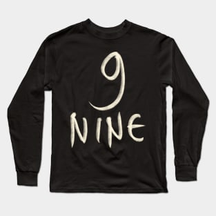 Hand Drawn Letter Number 9 Nine Long Sleeve T-Shirt